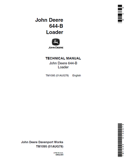 TM1095 John Deere 644B Wheel Loader Service Technical Manual