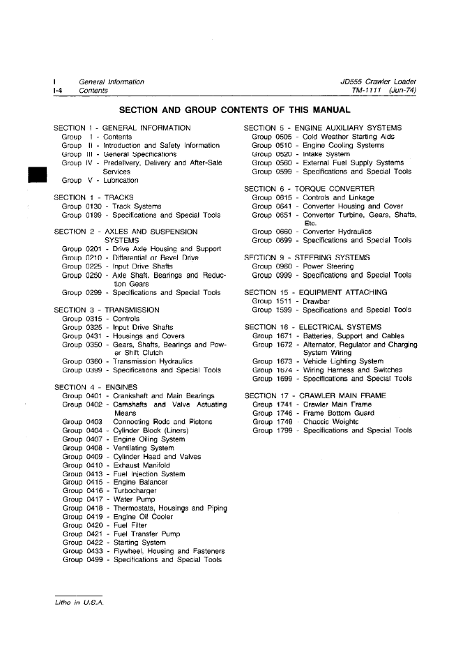 TM1111 Technical Manual for John Deere JD480 Forklift PDF Download
