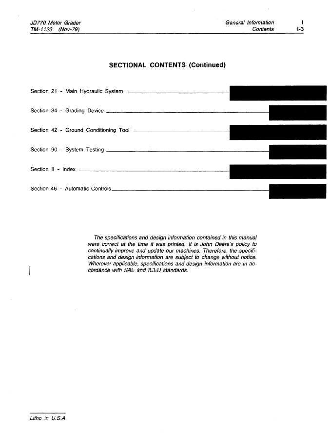 TM1123 John Deere JD770 Motor Grader Workshop Technical Manual