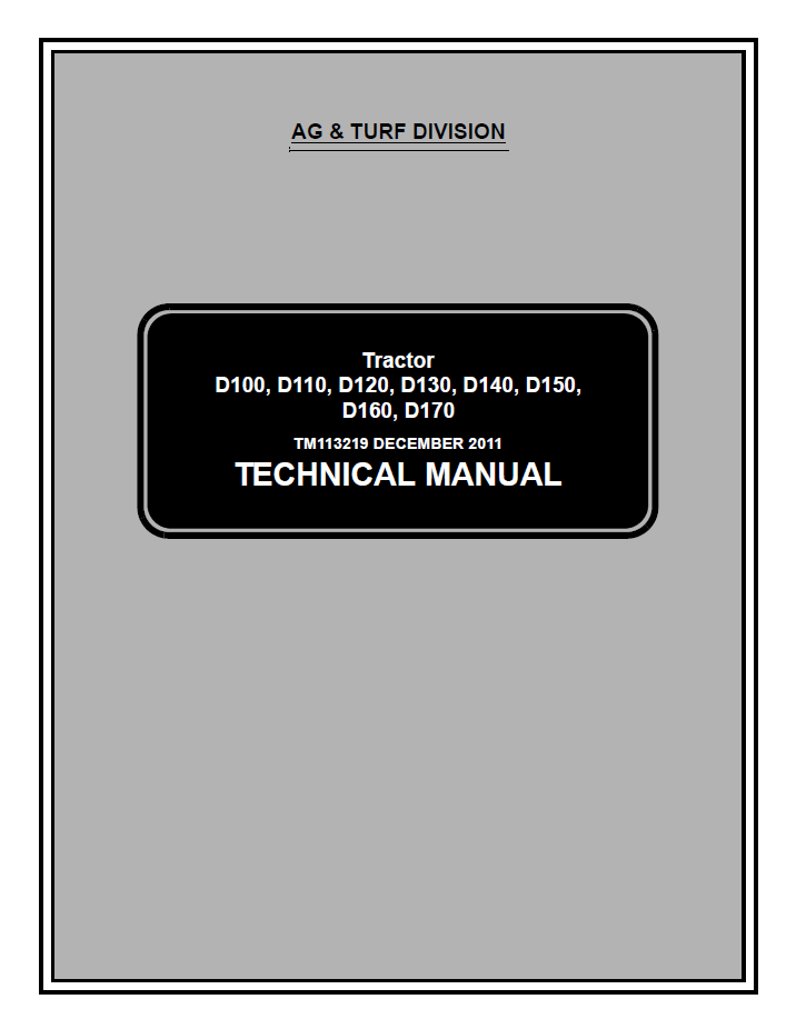TM113219 John Deere D100-D170 Lawn Tractor Service Manual