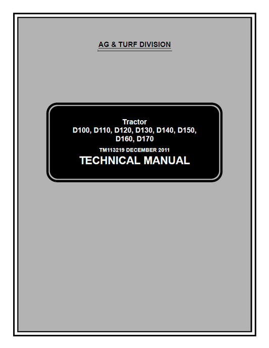 TM113219 John Deere D100-D170 Lawn Tractor Service Manual
