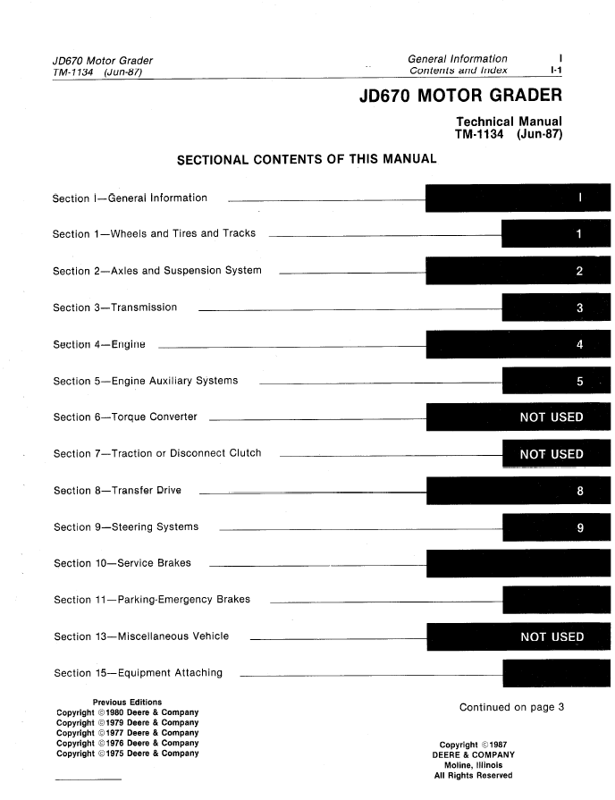 TM1134 JD670 Motor Grader Maintenance & Technical Service Manual