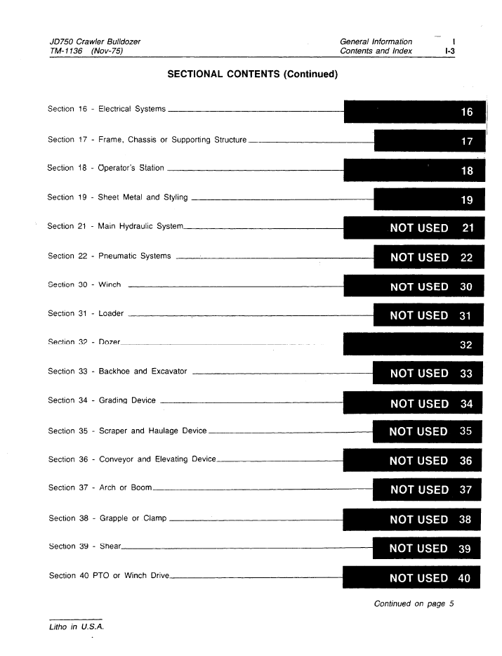 TM1136 JD 750 Bulldozer Workshop & Service Technical Manual