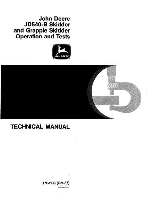 TM1139 John Deere JD540-B Skidder Operation Test Manual PDF