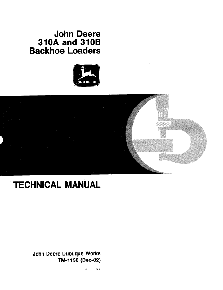TM1158 John Deere 310A 310B Backhoe Loader Service Manual