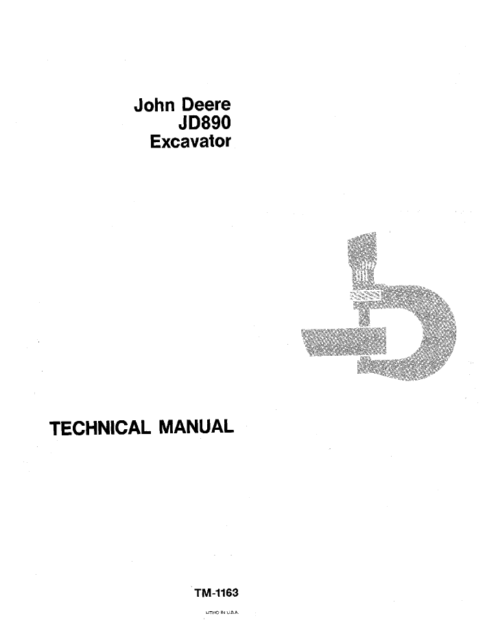 TM1163 John Deere JD890 Excavator Technical Manual PDF