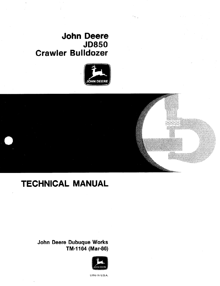 TM1164 John Deere JD850 Crawler Bulldozer Service Manual