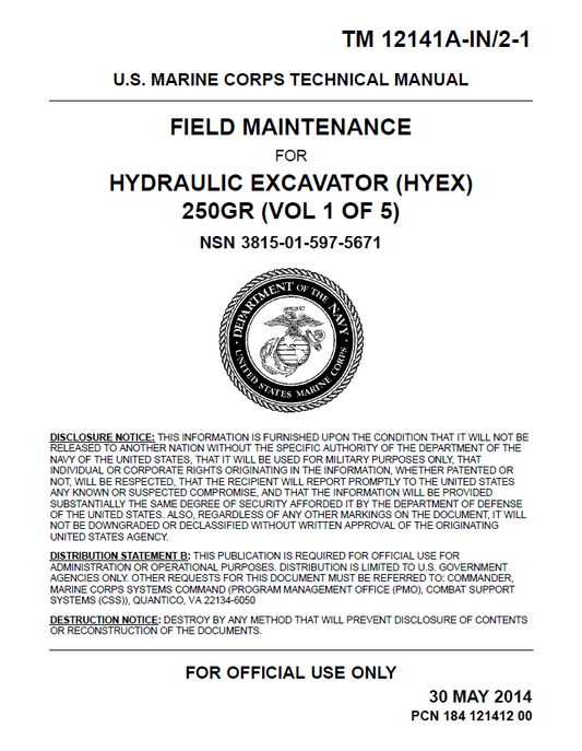 TM12141AIN21 John Deere 250GR HYEX Field Maintenance Manual PDF