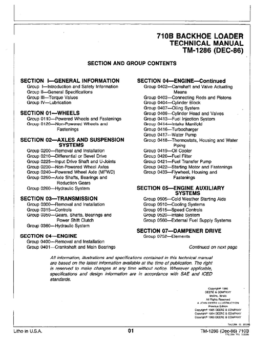 TM1286 John Deere 710B Backhoe Loader Service Repair Guide