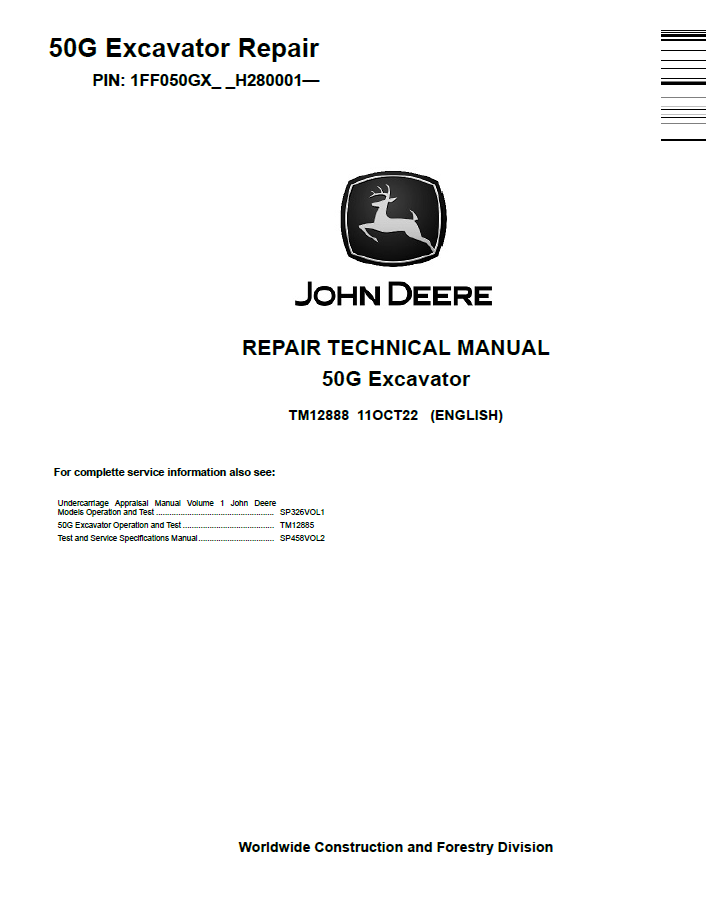 TM12888 John Deere 50G Excavator Repair Manual – Complete Guide