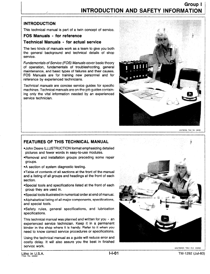 TM1292 John Deere Crawler Equipment Repair & Service Technical Manual