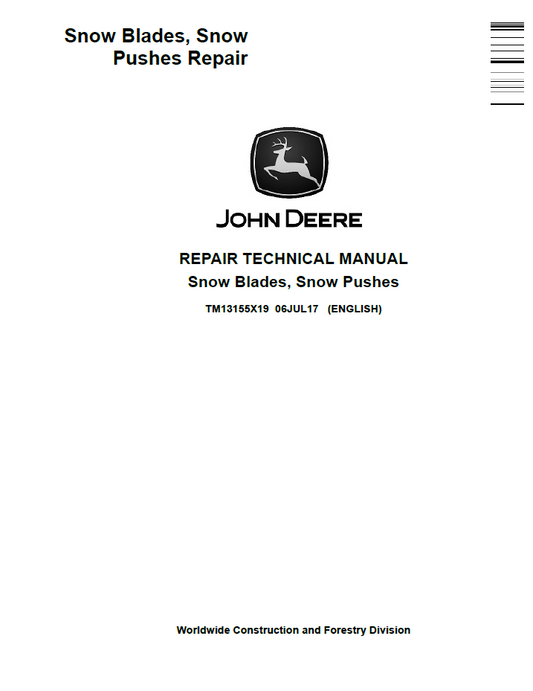TM13155X19 John Deere Snow Blade & Snow Pusher Service Repair Manual