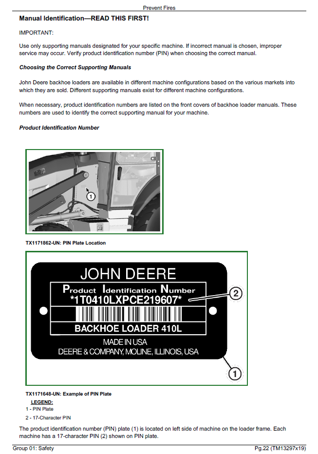 TM13297X19 Technical Manual for John Deere 310SL Backhoe Loader