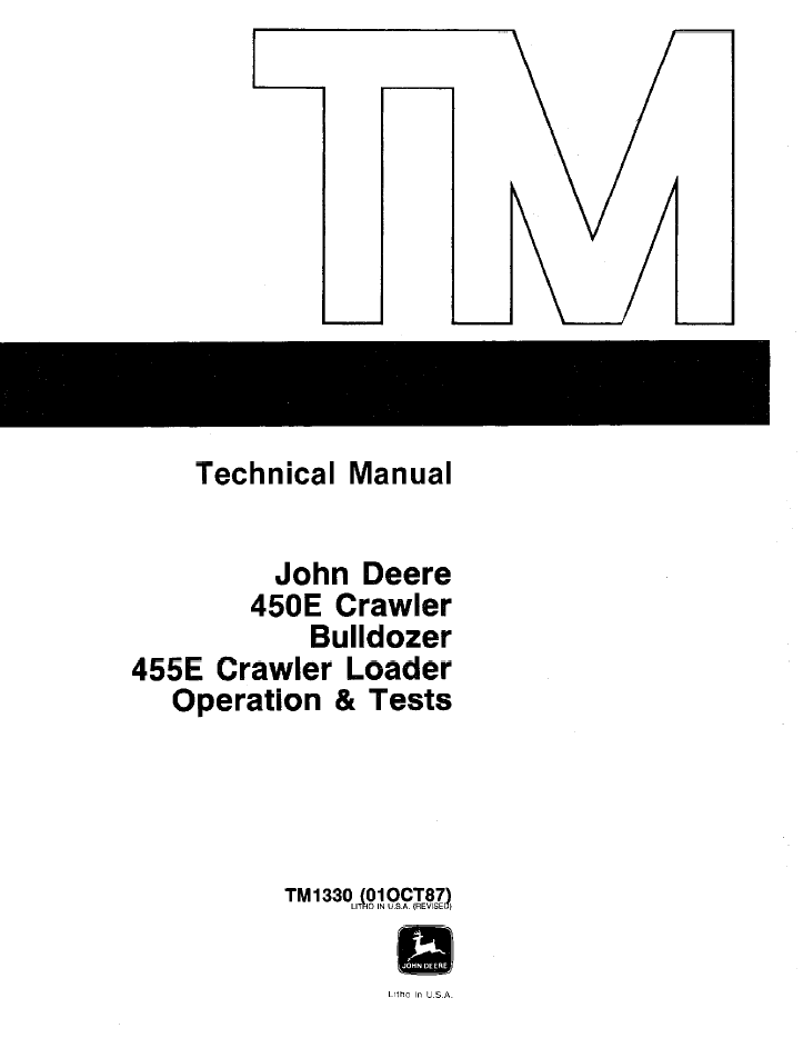 TM1330 John Deere 450E Crawler Bulldozer & 455E Loader Test Manual