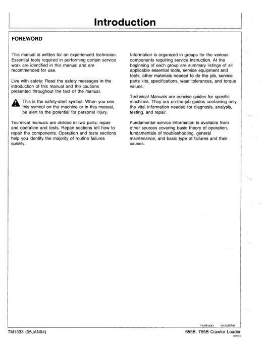 TM1333 John Deere Crawler Loader Diagnostic & Technical Manual PDF