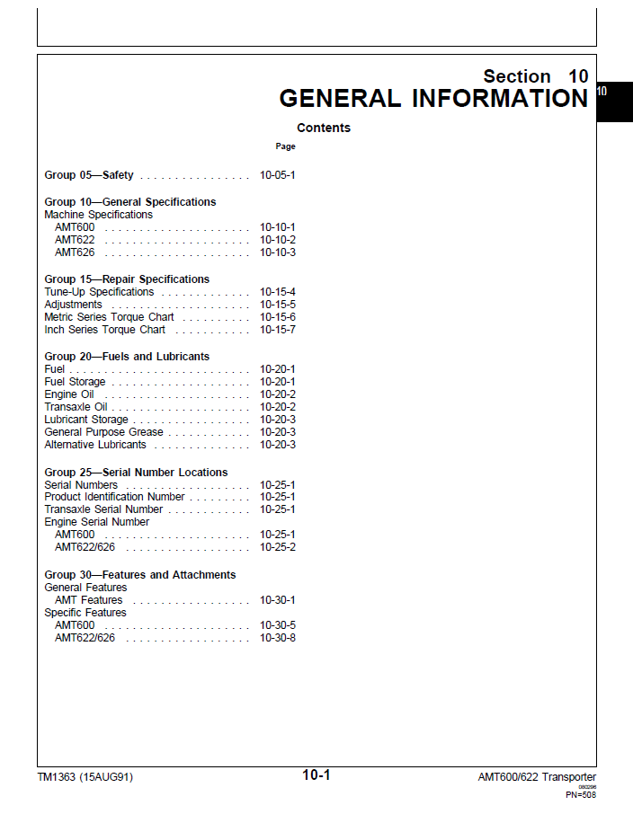 TM1363 Technical Manual for John Deere AMT Material Transporters PDF Download
