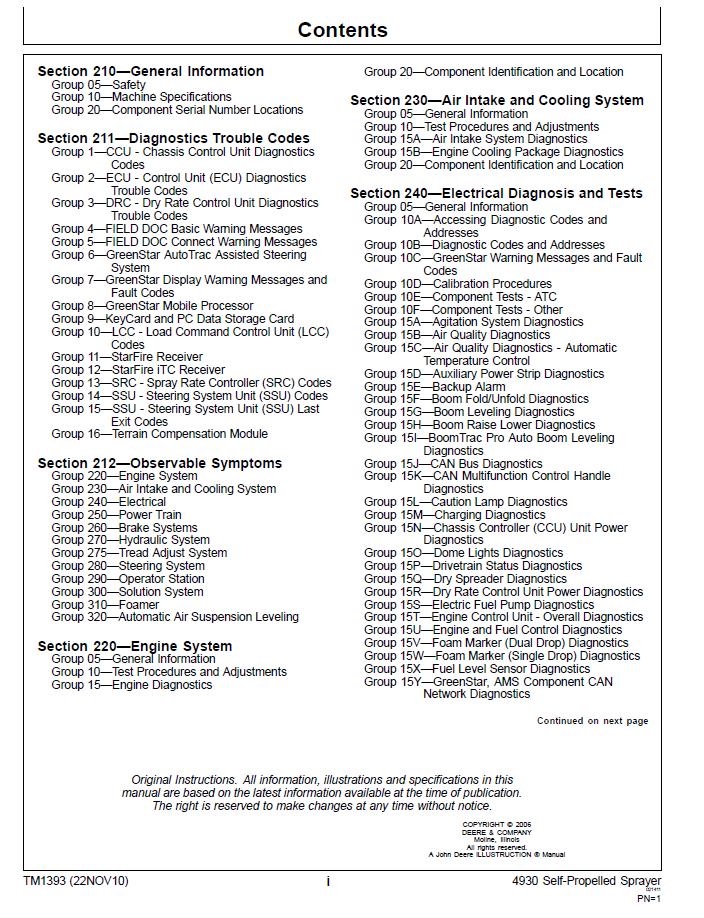 TM1393 | John Deere 4930 Self-Propelled Sprayer Diagnostic Guide