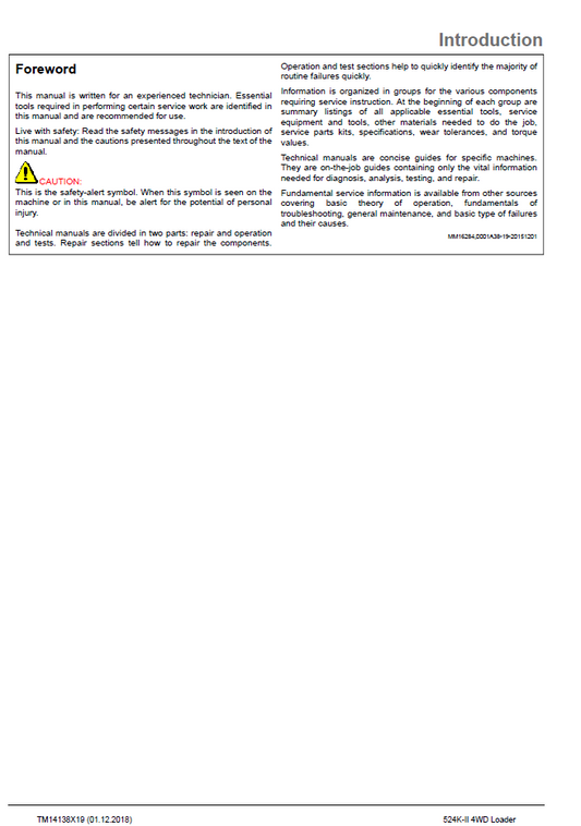TM14138X19 John Deere 524K-II Wheel Loader Diagnostic Service Manual