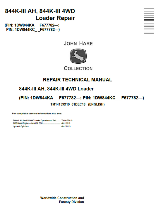 TM14159X19 John Deere 844K-III AH & 844K-III 4WD Loader Repair Manual