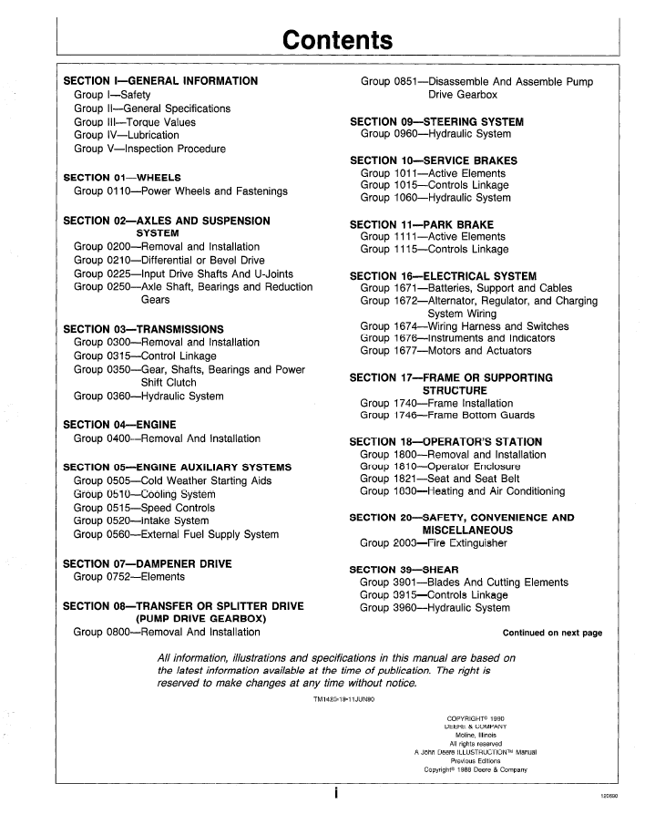 TM1425 John Deere 643 Feller-Buncher Technical Service Manual