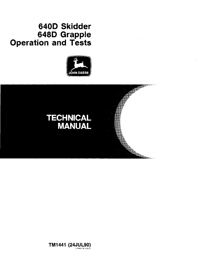 TM1441 John Deere 640D 648D Grapple Skidder Manual PDF