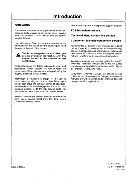 TM1447 John Deere 610B 610C Backhoe Loader Workshop Manual PDF