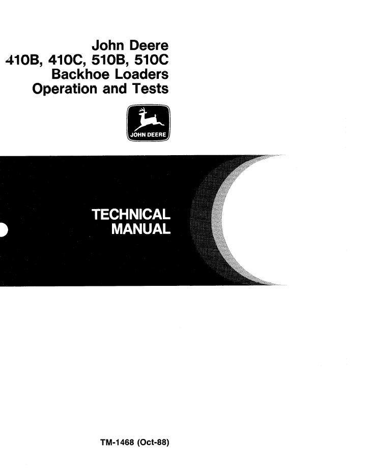 TM1468 John Deere 410B 410C 510B 510C Backhoe Loader Test Manual