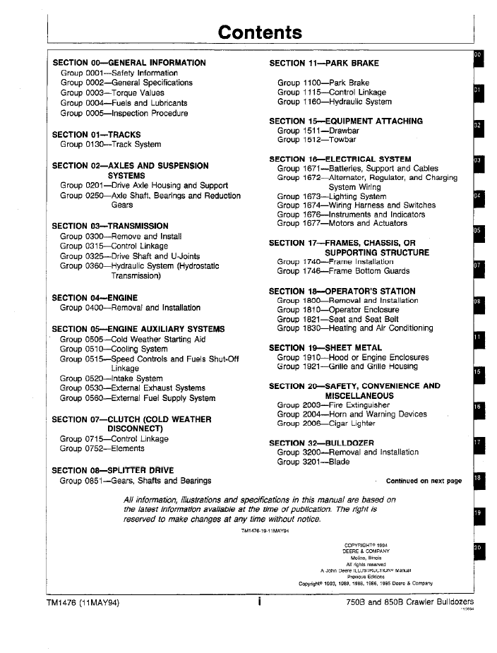 TM1476 750B & 850B John Deere Crawler Bulldozer Repair Manual