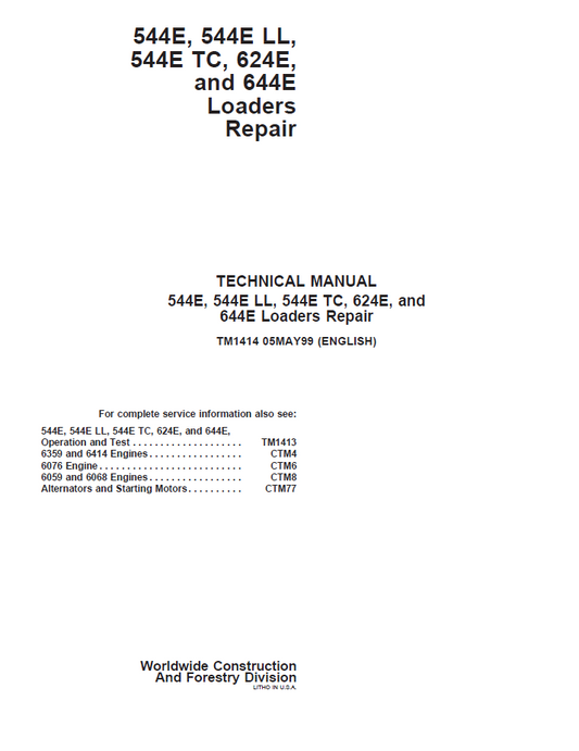 TM1477 John Deere Z225 EZTrak Mower Technical Service Manual PDF