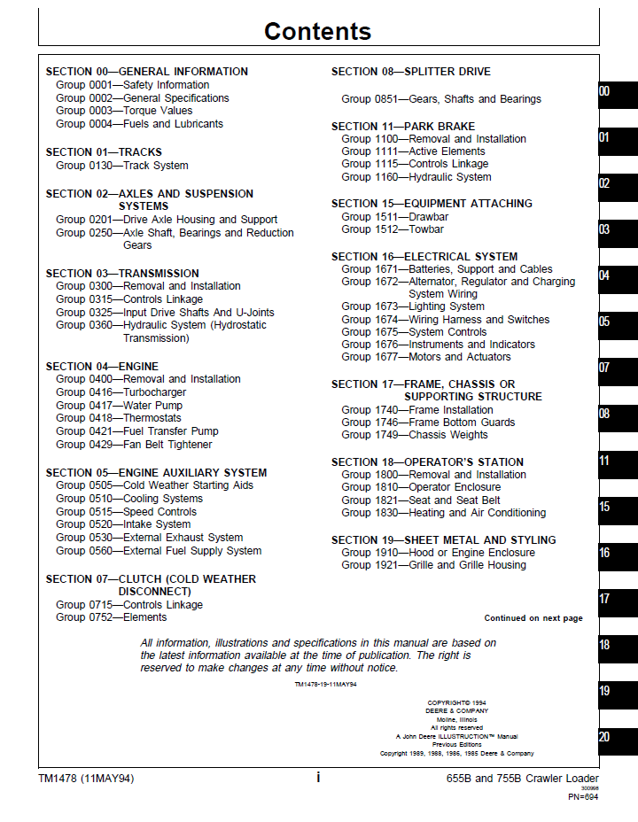 TM1478 John Deere Crawler Loader Repair & Technical Manual