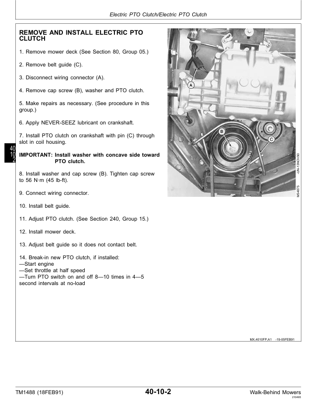 TM1488 John Deere 38/48/54 Inch Walk-Behind Mower Repair Manual