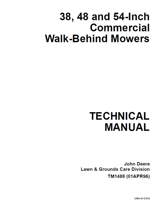 TM1488 John Deere 38–54 Inch Commercial Walk-Behind Mower Manual PDF