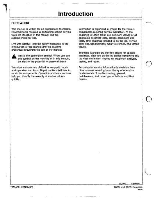 TM1489 John Deere 762B 862B Scraper Diagnostic & Test Manual