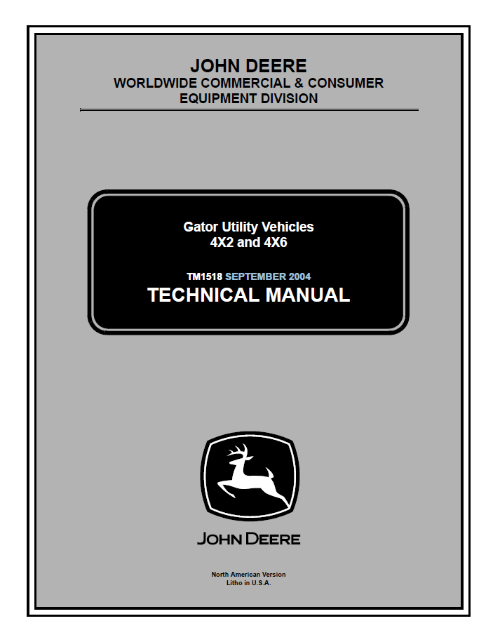 TM1518 John Deere 4X2 4X6 Gator Utility Vehicle Manual PDF