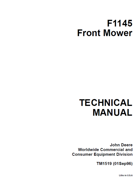 TM1519 John Deere F1145 Front Mower Service & Repair Manual