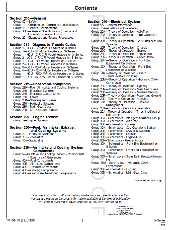 TM154419 John Deere X-Series Combine Workshop Diagnostic Guide