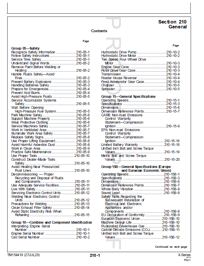 TM154419 John Deere X9 Combine Technical Troubleshooting Manual