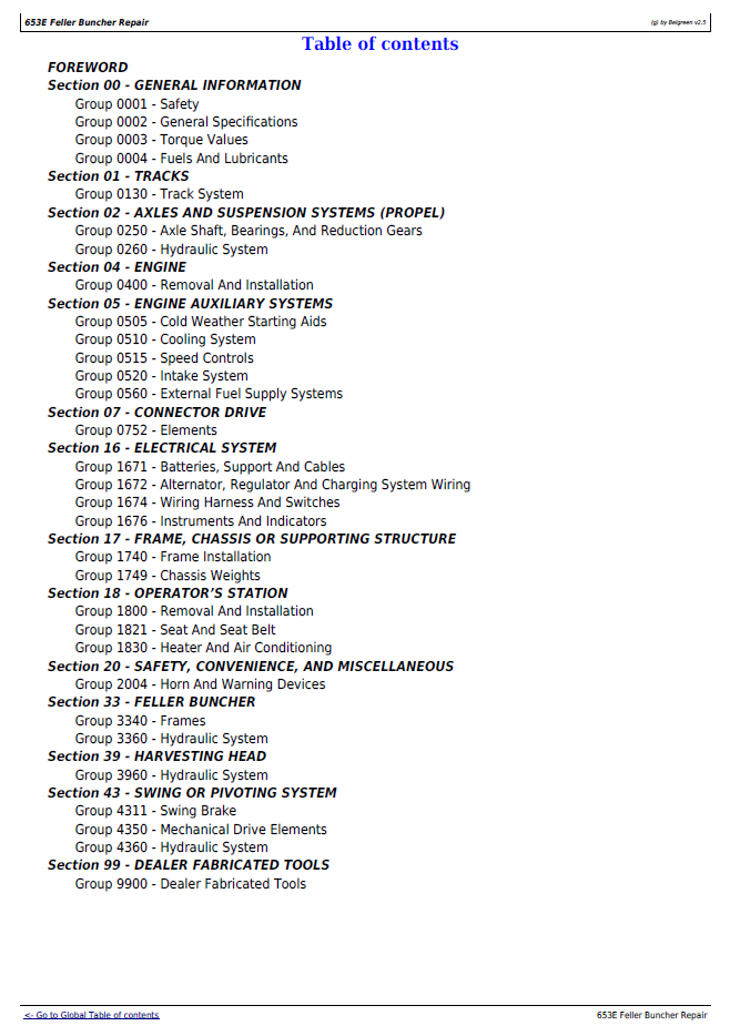 TM1579 John Deere 653E Feller Buncher Technical Service Manual PDF