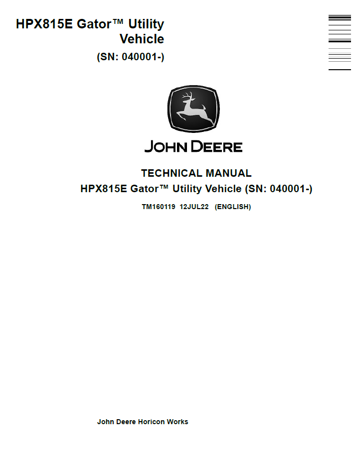TM160119 John Deere HPX815E Gator Technical Manual PDF
