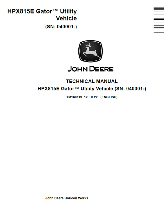 TM160119 John Deere HPX815E Gator Technical Manual PDF