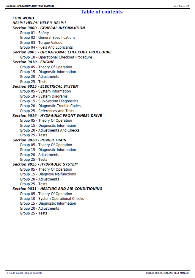 TM1606 John Deere Motor Grader Operation & Test Technical Manual PDF