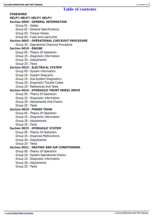 TM1606 John Deere Motor Grader Operation & Test Technical Manual PDF
