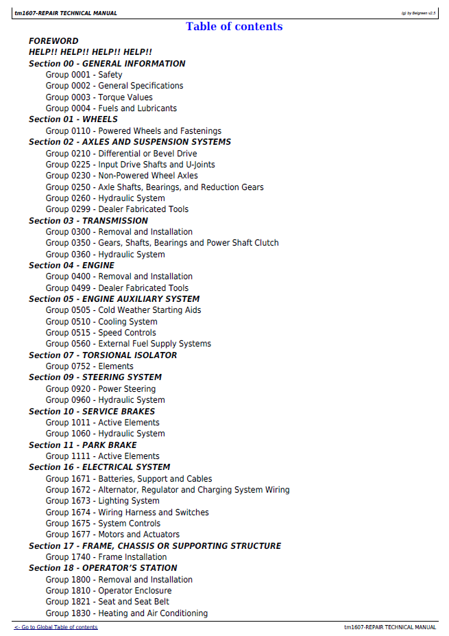 TM1607 John Deere Motor Grader Service Repair Manual PDF