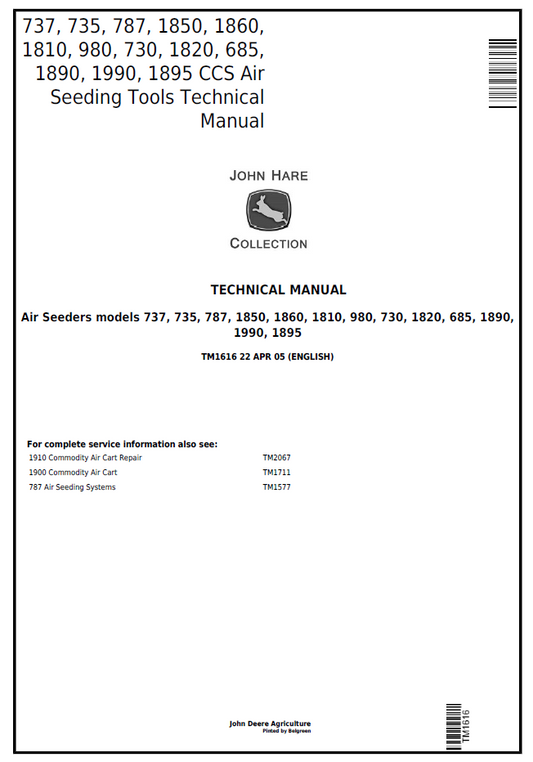 TM1616 John Deere CCS Air Seeding Tool Technical Manual PDF