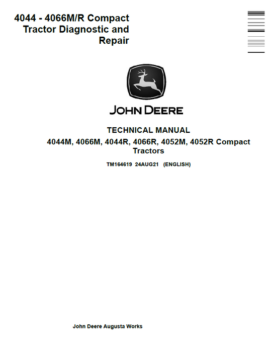 TM164619 John Deere 4044M 4066M 4044R 4066R Compact Tractor Repair Manual