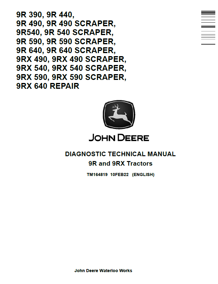 TM164819 John Deere 9R & 9RX Tractor Diagnostic Technical Manual PDF