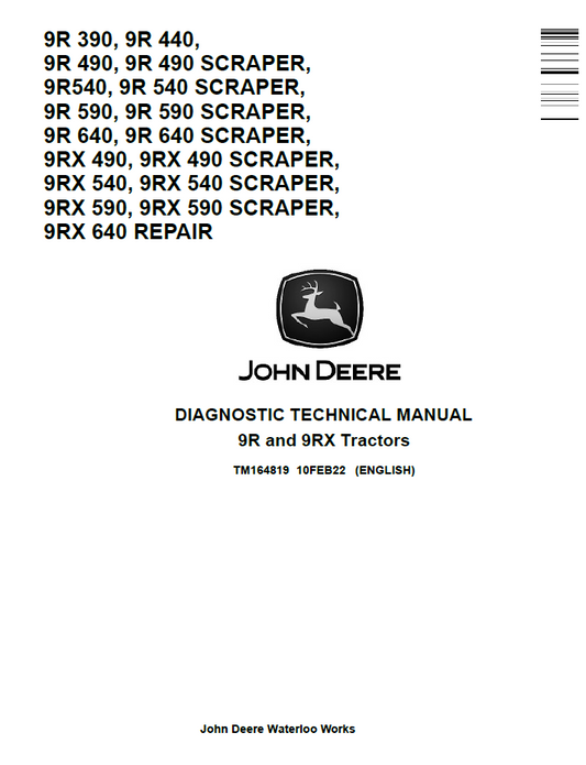 TM164819 John Deere 9R & 9RX Tractor Diagnostic Technical Manual PDF