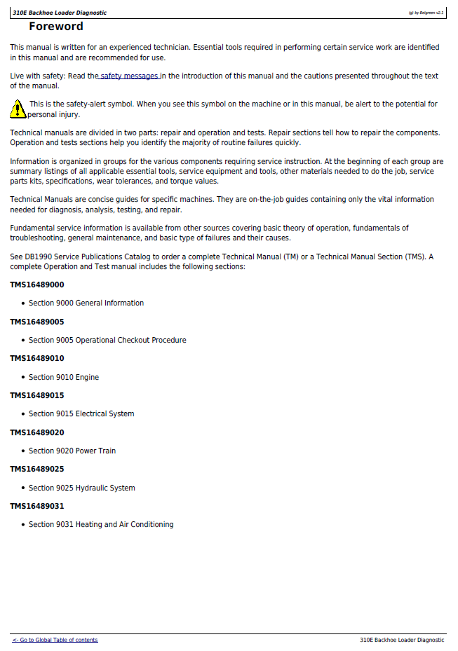 TM1648 Deere 310E Hydraulic Backhoe Troubleshooting Test Manual Guide