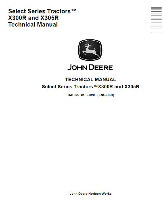 TM1696 John Deere X300R X305R Select Series Tractor Manual PDF