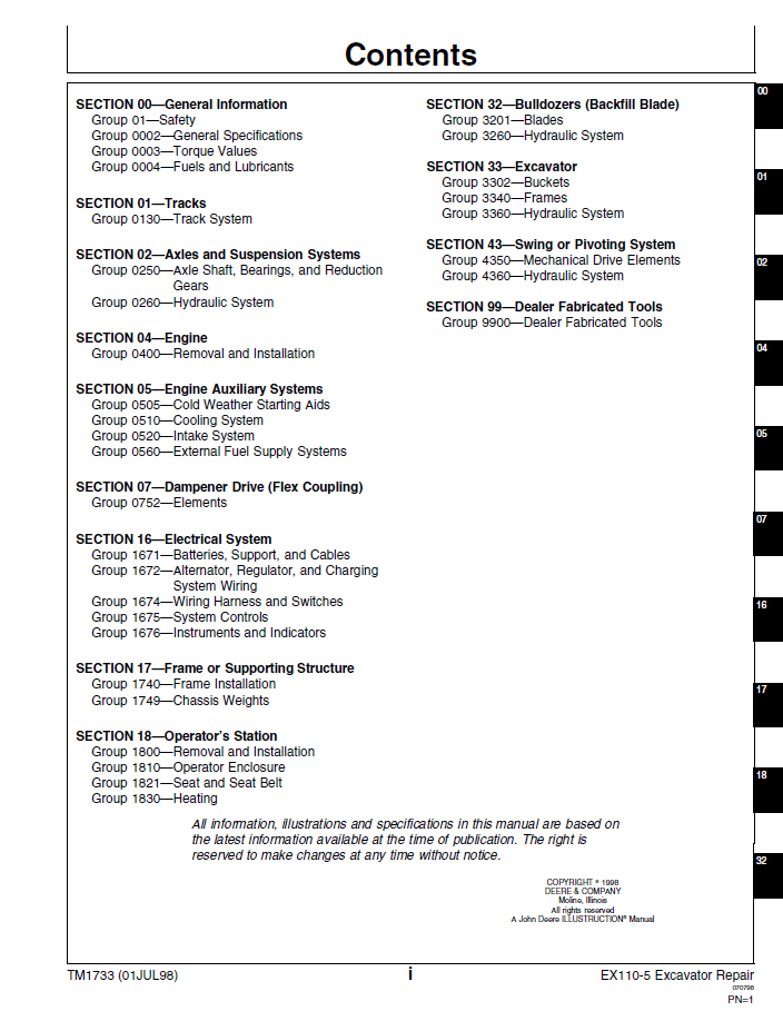 TM1733 EX110-5 Excavator Service, Repair & Maintenance Manual